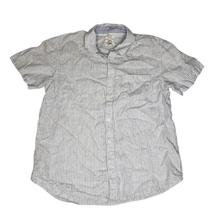 Panama Jack 100% Linen Short Sleeve Shirt Mens XL Blue White Stripe Button Up - Picture 1 of 8