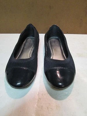 Sapatos Lands End camurça marinha balé com biqueira de couro envernizado tamanho 3M - Imagem 1 de 4