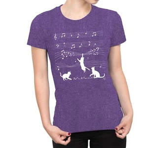 1Tee Damen Katzen und Noten Noten T-Shirt - Bild 1 von 25