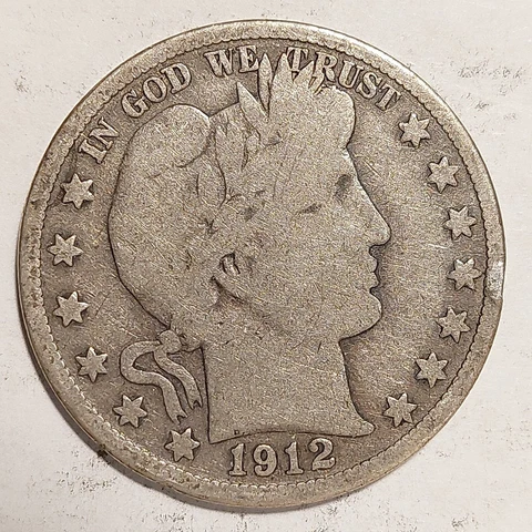 1912 P Barber Silver Half Dollar 90% Silver -0617-2 Cover