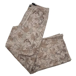 Refuge Leaf Camo Cargo Pants Drawstring Waist Casual Beige Utility Womens Size S - Picture 1 of 11