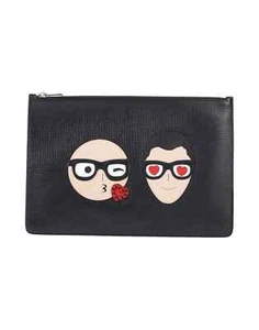 NWT DOLCE&GABBANA Black Leather Bag Love #dgfamily Clutch MSRP$870 - Picture 1 of 10