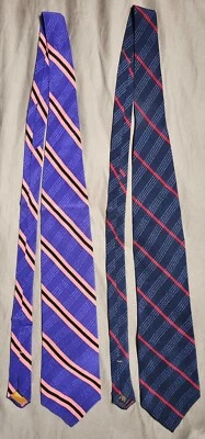 Lote de 2 Corbatas XMI Para Hombre Azul Rayas 100% Seda Hechas a Mano en EE. UU. Foto 1 de 4