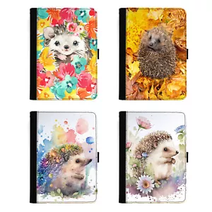 Hedgehog Case For iPad 10/9/12.9 Pro/Mini Pink Flower Cute PU Leather Cover - Picture 1 of 26