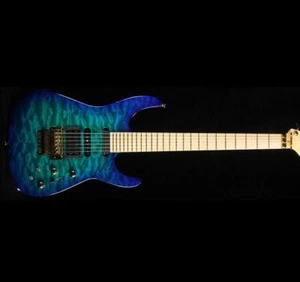 Blue Electric Guitar Quilted Maple Top Floyd Rose Tremolo Bridge Gold Hardware - Picture 1 of 3