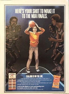 PRINT AD 1989 Fritos Make It Take It Sweepstakes NBA Finals Corn Chips Frito Lay - Picture 1 of 6