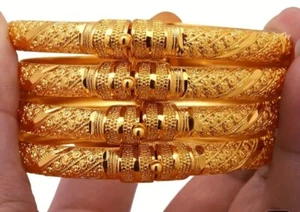 4 Piece Set Exquisite Golden Bangle Bracelet.  Luxurious Middle Eastern Style... - Picture 1 of 7