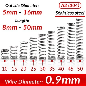 0.9mm Wire Diameter 304 Stainles Steel Compression Spring Pressure Small Spring - Picture 1 of 97