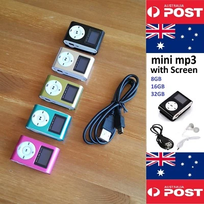 MINI MP3 PLAYER WITH SCREEN 8GB 16GB or 32GB MEMORY WITH CLIP - Local Seller ! - image 1 of 4