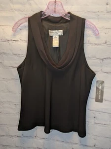 Jones New York Women Solid Black Sleeveless Silk Cowl Neck Blouse Top Size 14 - Picture 1 of 6