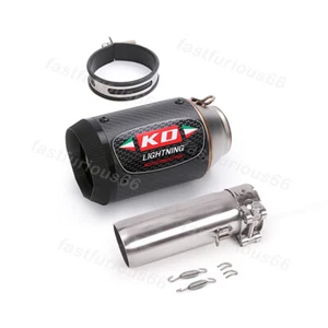 Slip On For Yamaha YZF R6 2006-2023 Exhaust Middle Link Pipe Carbon Tips Muffler - Picture 1 of 12