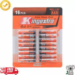 Kingextra Extra Heavy Duty AAA Batteries RO3 1.5V - 16 Pack Long Lasting - Picture 1 of 2