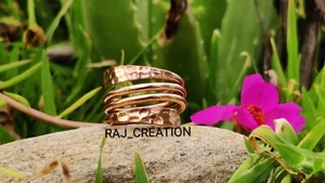 Stunning Handmade Solid Heavy Pure Copper Adjustable Ring Gift For Her All Size - Picture 1 of 5