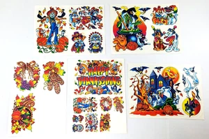 5 adhesivos estáticos reutilizables vintage para ventana de acción de gracias/halloween/otoño - Imagen 1 de 6