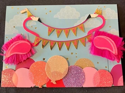 Happy Birthday Card 3D Hot Pink Flamingos Fabulous! - Image 1 of 4