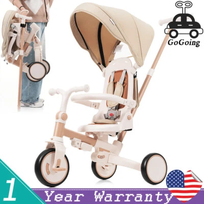 Triciclo 7 en 1 para niños plegable bebé niño pequeño con mango pedal extraíble bicicleta de juguete Foto 1 de 4