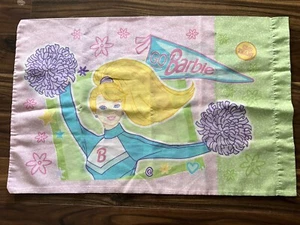 Vintage Cheerleader Go Barbie Pillowcase 1990’s Two Sided Pastel Pink 1998 - Picture 1 of 4