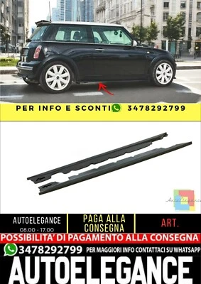 ✨Minigonne laterali Design Nero Lucido ABS Per Mini Cooper/One R50 2001-2006✨ - Immagine 1 di 4