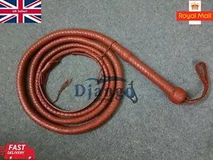 10 Fuß Indiana Jones Bullwhip 12 Zöpfe genarbtes Rindsleder echte Peitsche - Bild 1 von 10