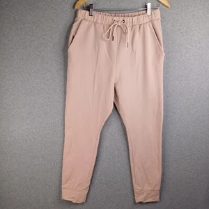Tirelli Pants Women Large Pink Jogger Drawstring Pocket High Rise Casual Relaxed - Picture 1 of 14