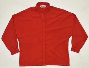 VINTAGE - TOMBOY CLOTHING CO. WOMEN'S RED OVERSIZE BUTTON-UP BLOUSE - Picture 1 of 11