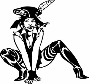 Pirate Sexy Girl Skull Cross Bones Car Boat Truck Window Vinyl Decal Sticker - Picture 1 of 2