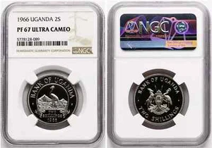 Uganda 2 Shillings 1966 KM 6 NGC PF 67 ULTRA CAMEO TOP POP - Picture 1 of 1