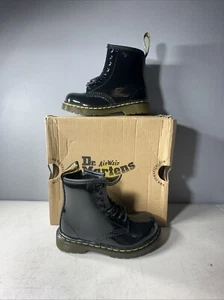 Dr Martens 1460 T Boots Black Toddler Patent Leather Doc Martens Size 8 - Picture 1 of 11