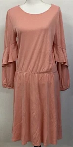 Halston Women's Pink Bryant Park Flounce Sleeve LS Maxi Dress NWT $129 Choose Sz - Picture 1 of 5