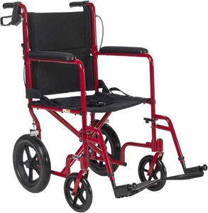 Drive Medical Leichter Expedition Transportrollstuhl mit Handbremsen, rot - Bild 1 von 6