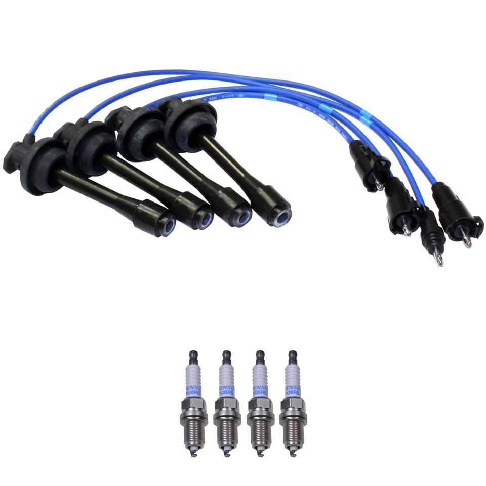 NGK Wire Set And Denso 4 Double Platinum Spark Plugs Kit for Chevrolet Prizm L4 - Image 1 of 1