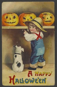 1907-10 Halloween: SIGNIERTER CLAPSADDLE JUNGE HUND JACK-O-LANTERNS Int'l. Serie 1237 - Bild 1 von 2