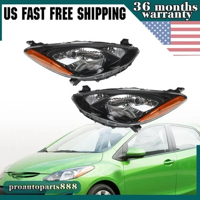 Halogen Headlight For 2011-2014 Mazda 2  Headlamp Driver&Passenger Side - Image 1 of 4