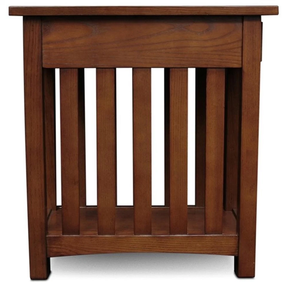 Leick Furniture Mission End Table With Shelf in Medium Oak Finish