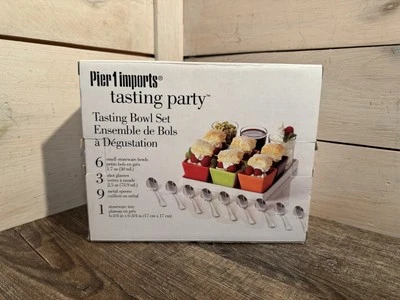 NEW Pier 1 Imports Tasting Party Bowl Set White Stoneware 19 Piece - Image 1 of 4