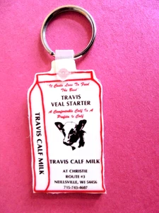 Vintage Travis Kalbsmilch bei Christie Neillsville Wisconsin Werbung Schlüsselanhänger - Bild 1 von 2