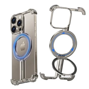 Frameless Aluminum Phone Case for iPhone 16 Pro Max with Kickstand,360°Rotata... - Picture 1 of 7