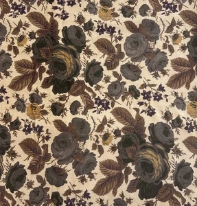Floral Velvet Fabric Brown Tan Olive Green Rose Print Dark Academia BTHalfY #19 - Picture 1 of 8