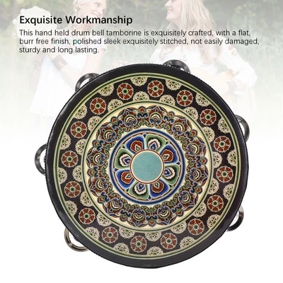 Tambourine Wide Application Hand Held Wood Tambourine 8 Inch Sturdy For Parties - Image 1 of 4