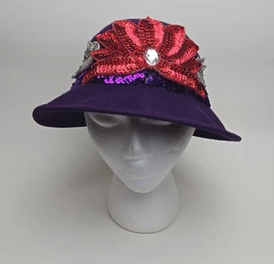 Vintage Purple Sequin Felt Cloche Hat Embellished - Picture 1 of 11