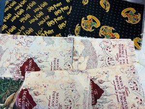 Harry Potter Cotton Fabric Remnant Lot: Large pieces as noted below - Picture 1 of 1