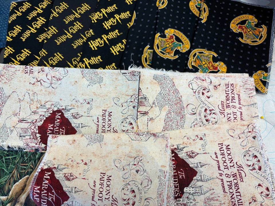 Harry Potter Cotton Fabric Remnant Lot:  Large pieces as noted below - Image 1 of 1