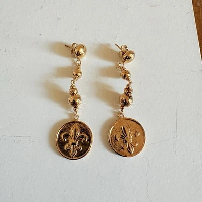 Pendientes colgantes Bellezza moneda lira de oro nuevos sin etiquetas detalles de bolas de oro Foto 1 de 4