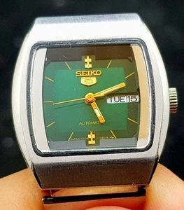 Vintage Of Seiko 5 Automatic DayDate Green Dial Japan Made Waman Wrist Watch - Picture 1 of 23