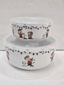Peanuts Charlie Brown Snoopy Weihnachten Druckdeckel Frischhaltedose 2er Set - Bild 1 von 3