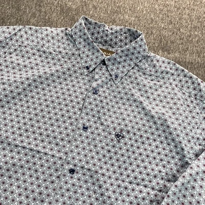 Ariat Western Shirt Mens Geometric Print Cotton Long Sleeve Large Cowboy - Image 1 of 4