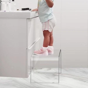 Clear Step Stool Side Table Transparent Foot Rest for Bathroom Toilet - Picture 1 of 7