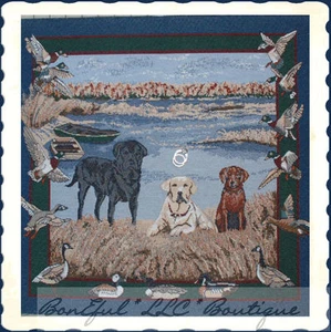 BonEful Fabric Scenic Tapestry Gun Duck Bird Fish Hunt Labrador Dog Log Cabin L - Picture 1 of 11