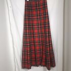 Vintage Greta Plattry For Teal Traina Red Scottish Plaid Wool Lined Kilt Sz 10