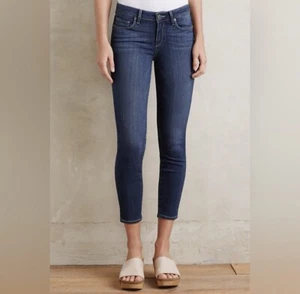 Jeans Paige Verdugo Crop taglia 29 denim lavaggio scuro skinny vita media - Foto 1 di 11